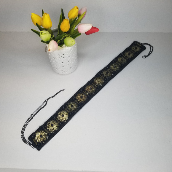 NWOT Zara Contrasting Beaded Golden Waist Belt main image 6